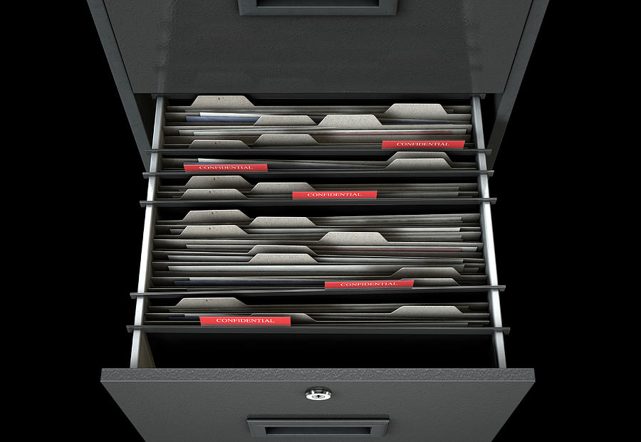 Private Digital Art - Filing Cabinet Drawer Open Confidential #4 by Allan Swart