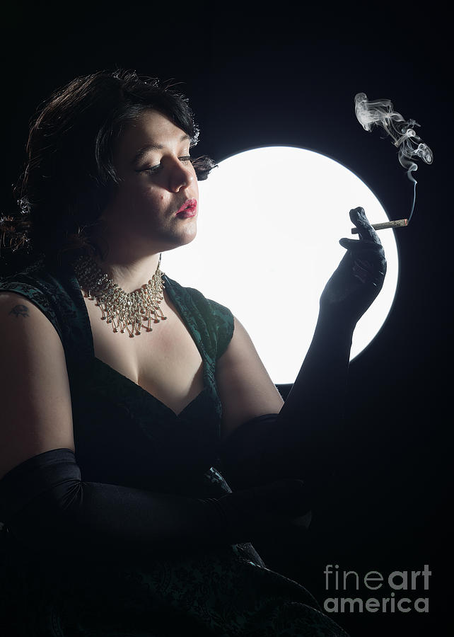 Film Noir Smoking Woman by Amanda Elwell.