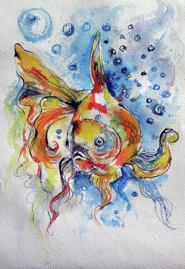 Fish #4 Painting by Kovacs Anna Brigitta