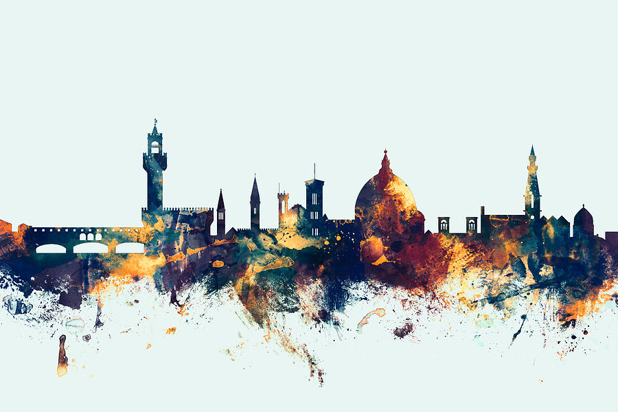 Skyline Digital Art - Florence Italy Skyline #4 by Michael Tompsett