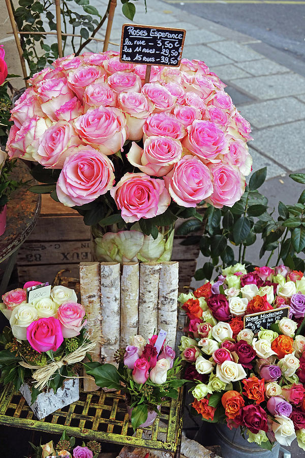 Flower Shop Display In Paris, France #4 Photograph by Rick Rosenshein