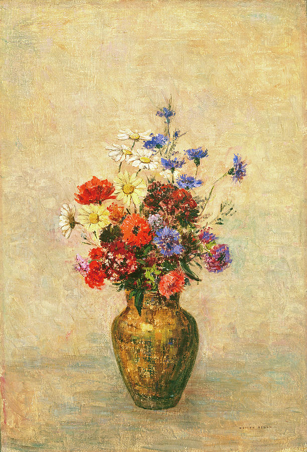 Flowers in a Vase #9 Painting by Odilon Redon