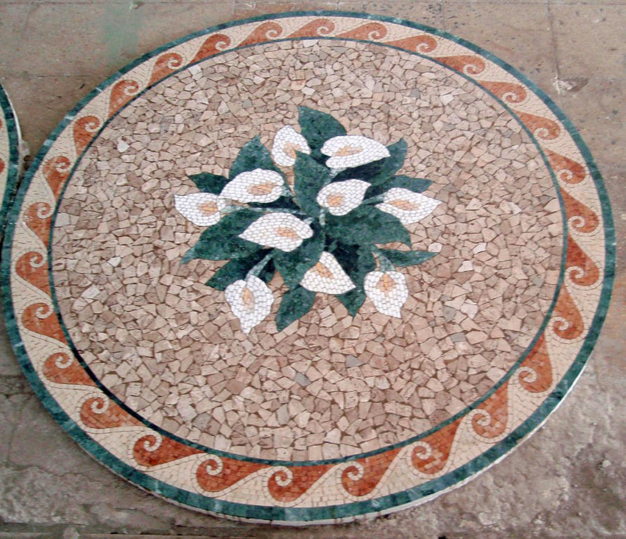 Flowers In Stone Mosaic #4 Relief by Petrit Metohu