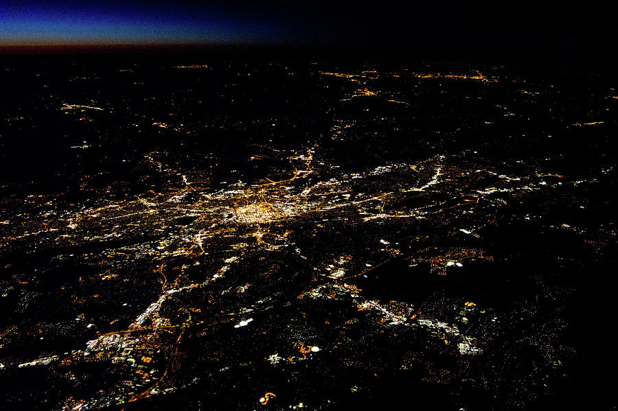 Flying At Night Over Cities Below #4 Photograph by Alex Grichenko