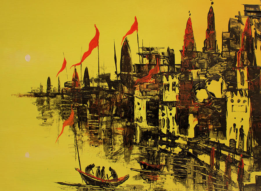 Ghats of Varanasi Drawing by Gyan Chandra - Pixels