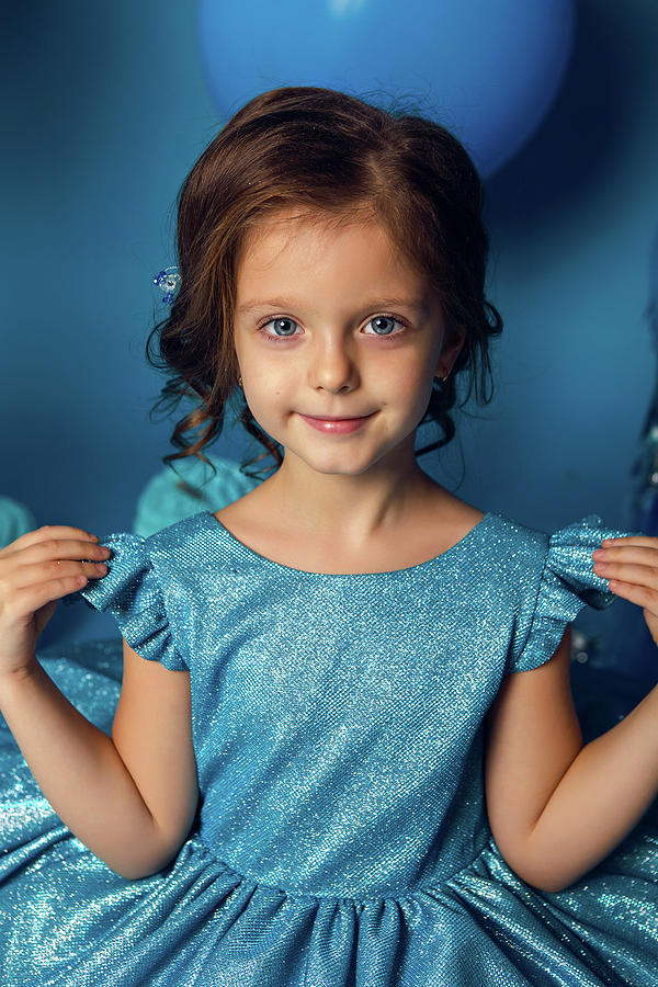 girl in the blue dress in the Studio with the balloon Photograph by ...