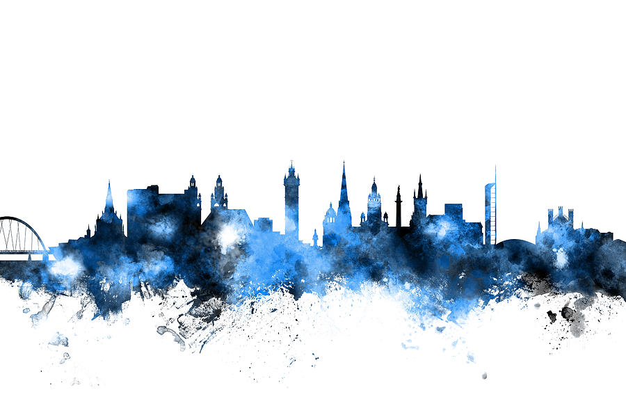 City Digital Art - Glasgow Scotland Skyline #4 by Michael Tompsett