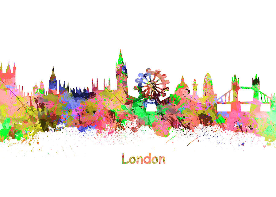 London Watercolor  skyline  Digital Art by Chris Smith