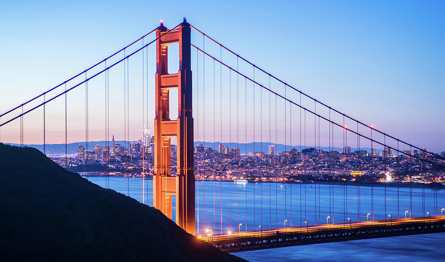 Golden Gate Bridge In San Francisco At Sunrise #4 Photograph by Alex Grichenko