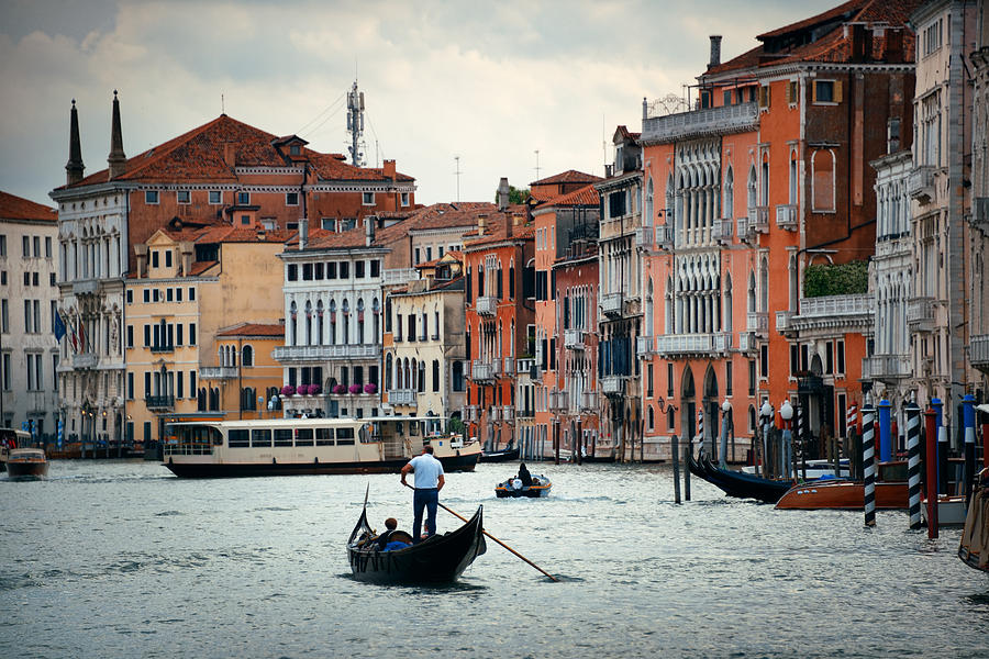 Gondola in canal in Venice #4 Photograph by Songquan Deng