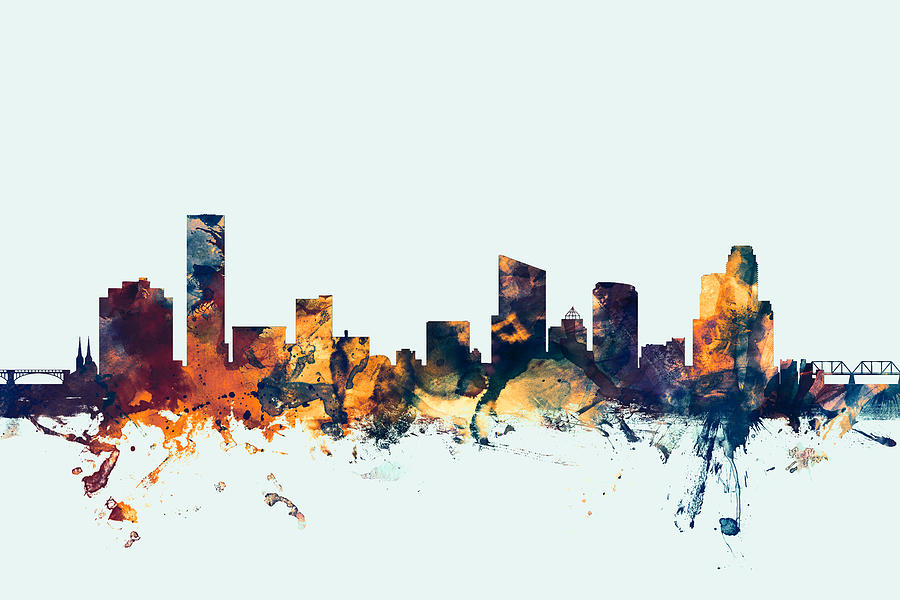 Grand Rapids Digital Art - Grand Rapids Michigan Skyline #4 by Michael Tompsett