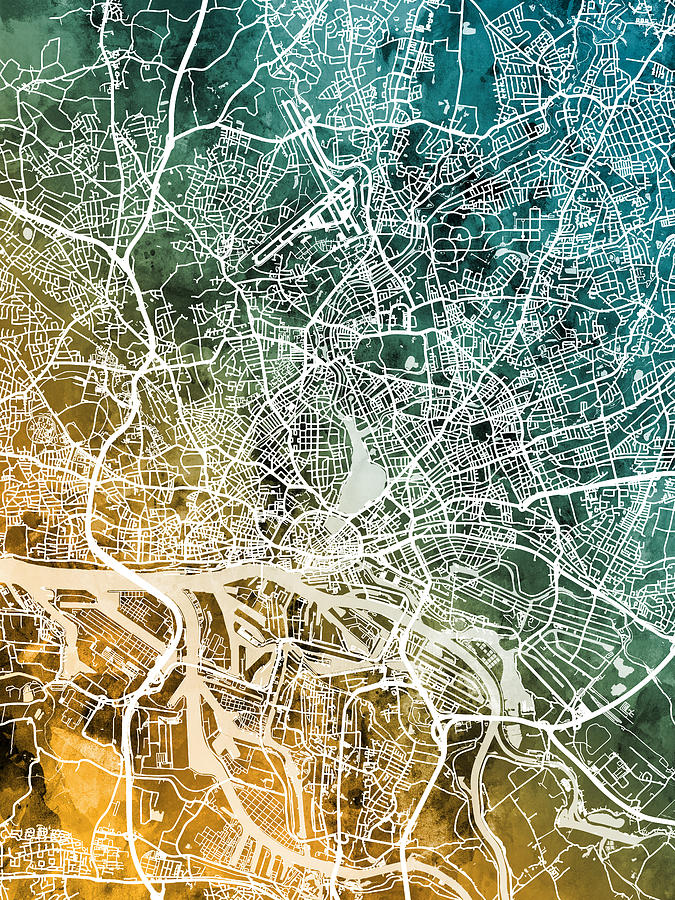Hamburg Germany City Map #4 Digital Art by Michael Tompsett