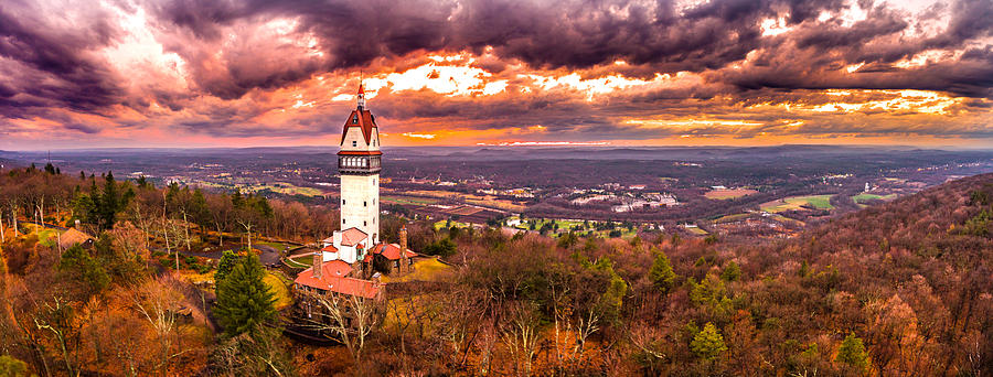 Heublein Tower, Simsbury Connecticut, Cloudy Sunset #4 Photograph by Mike Gearin