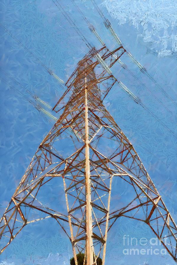 Pylon Painting - High voltage pylon #6 by George Atsametakis