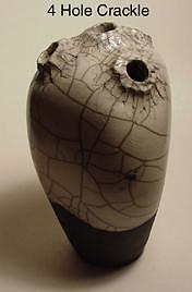Raku Sculpture - 4 Hole Crackle by Skip Bleecker Raku Sculpture - 4 Hole Crackle by Skip Bleecker