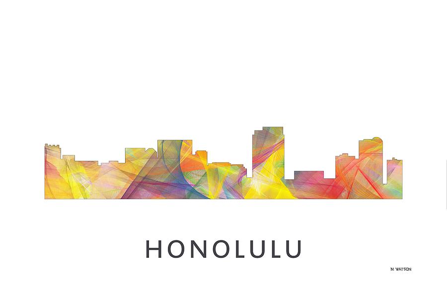 Architecture Digital Art - Honolulu Hawaii Skyline #4 by Marlene Watson