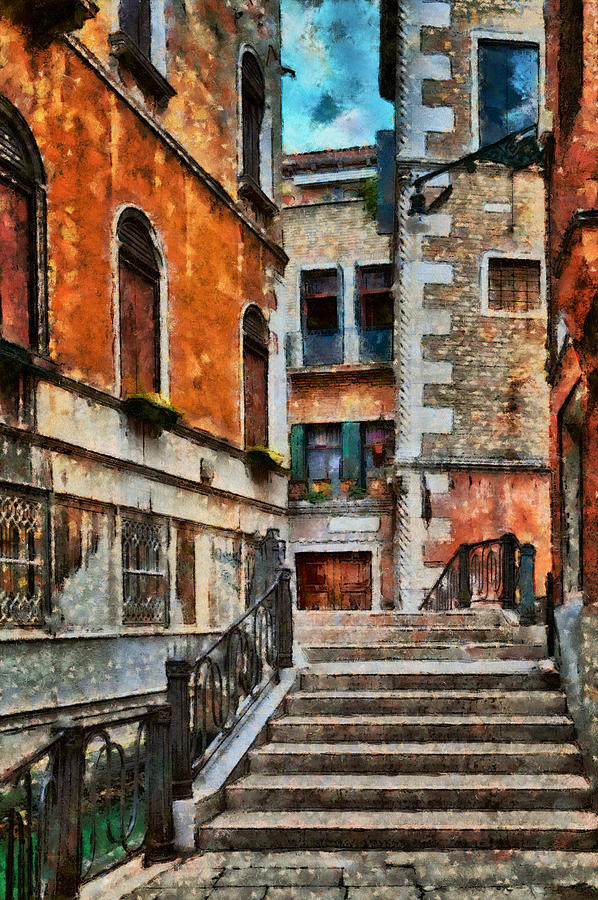 In the old town of Venice in Italy #4 Digital Art by Gina Koch