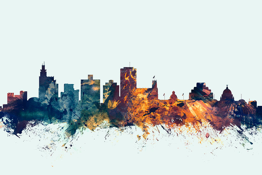 City Digital Art - Jackson Mississippi Skyline #4 by Michael Tompsett