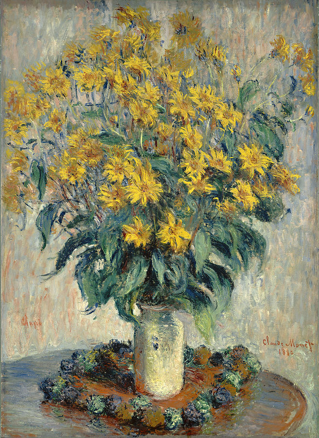 Jerusalem Artichoke Flowers #4 Painting by Claude Monet