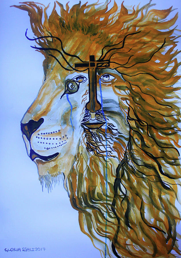 Jesus Lion Of Judah #4 Painting by Gloria Ssali