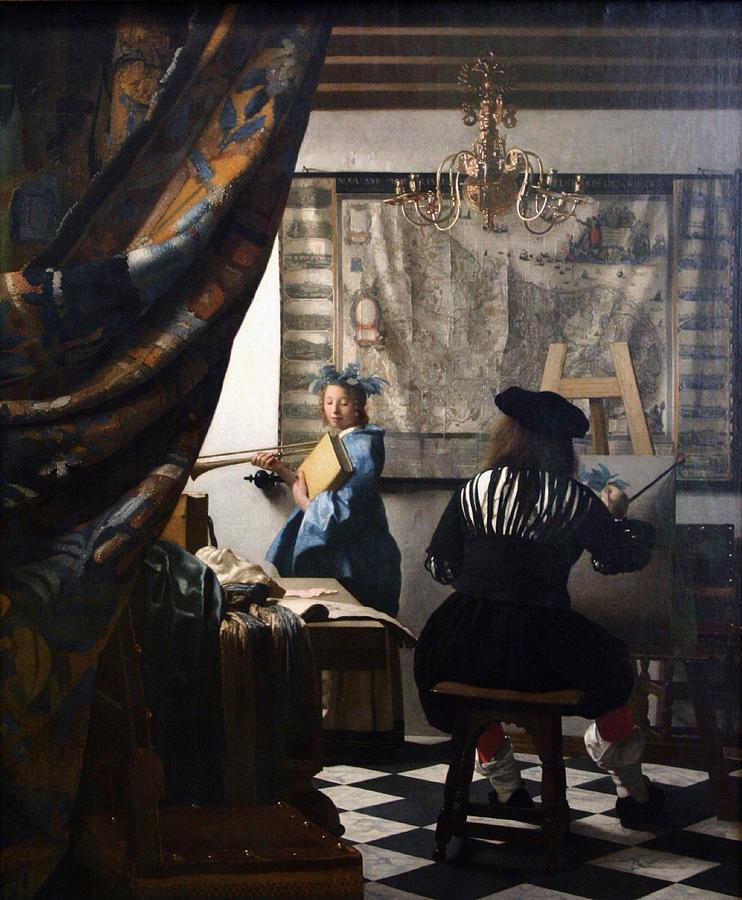Vintage Painting - De Schilderkunst by Johannes Vermeer