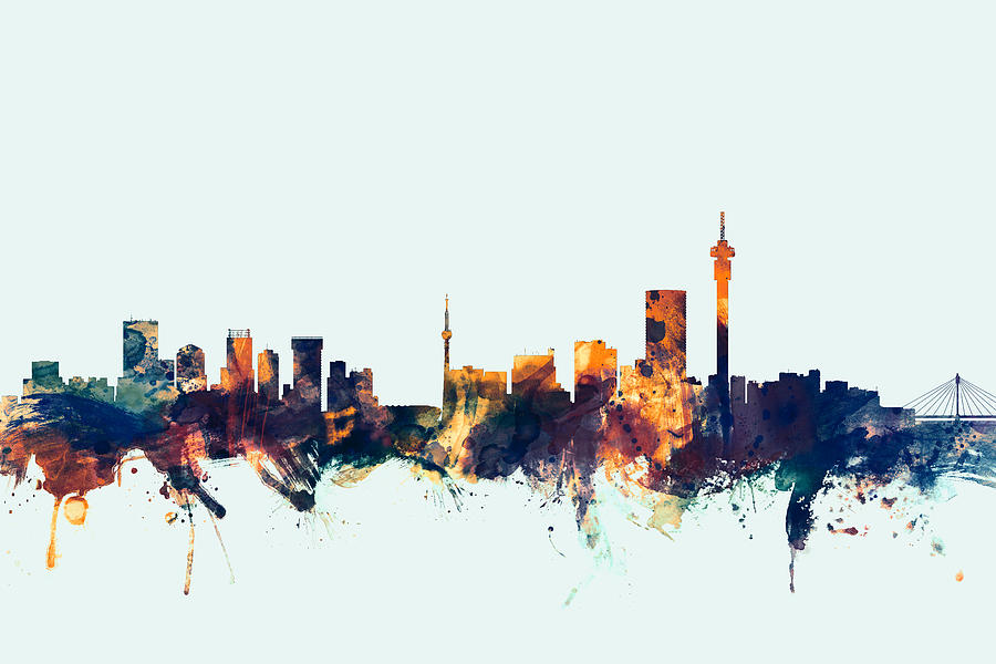 Johannesburg South Africa Skyline #4 Digital Art by Michael Tompsett Johannesburg South Africa Skyline #4 Digital Art by Michael Tompsett