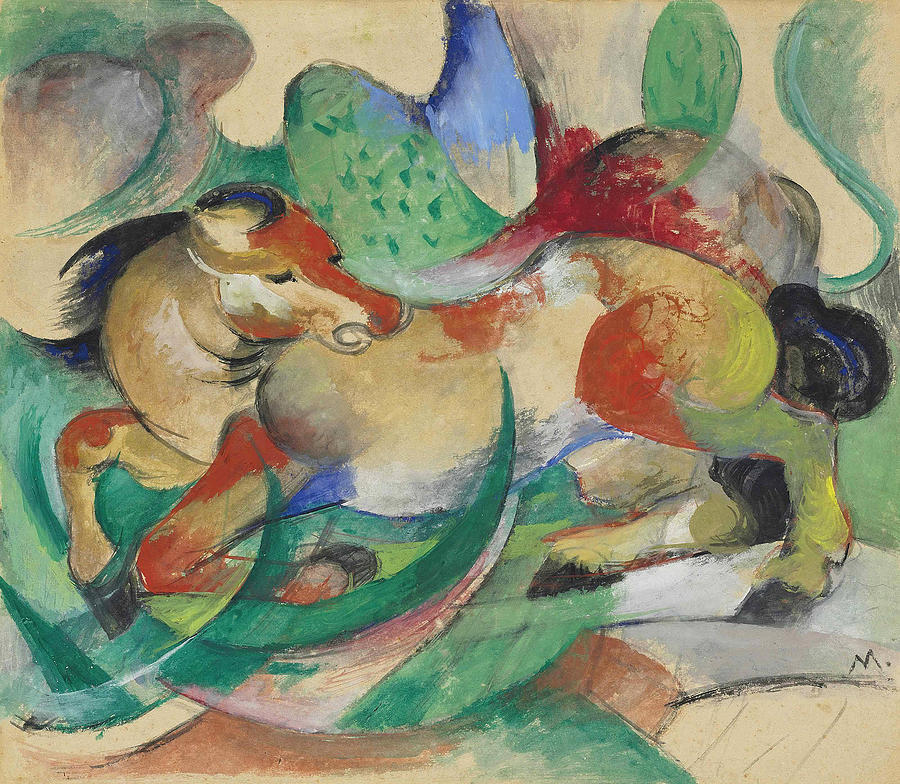 Franz Marc Drawing - Jumping horse #5 by Franz Marc