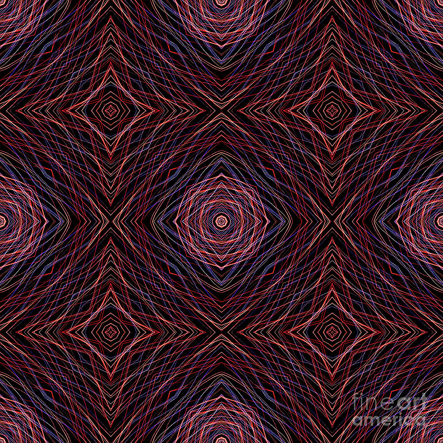 Abstract Digital Art - Kaleidoscope Image Created from Light Trails #4 by Amy Cicconi