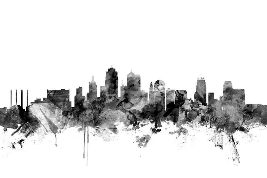 Kansas City Skyline #4 Digital Art by Michael Tompsett