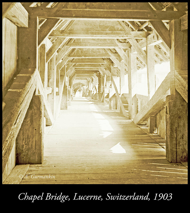 Kapell Bridge, Lucerne, Switzerland, 1903, Vintage, Photograph #4 Photograph by A Macarthur Gurmankin