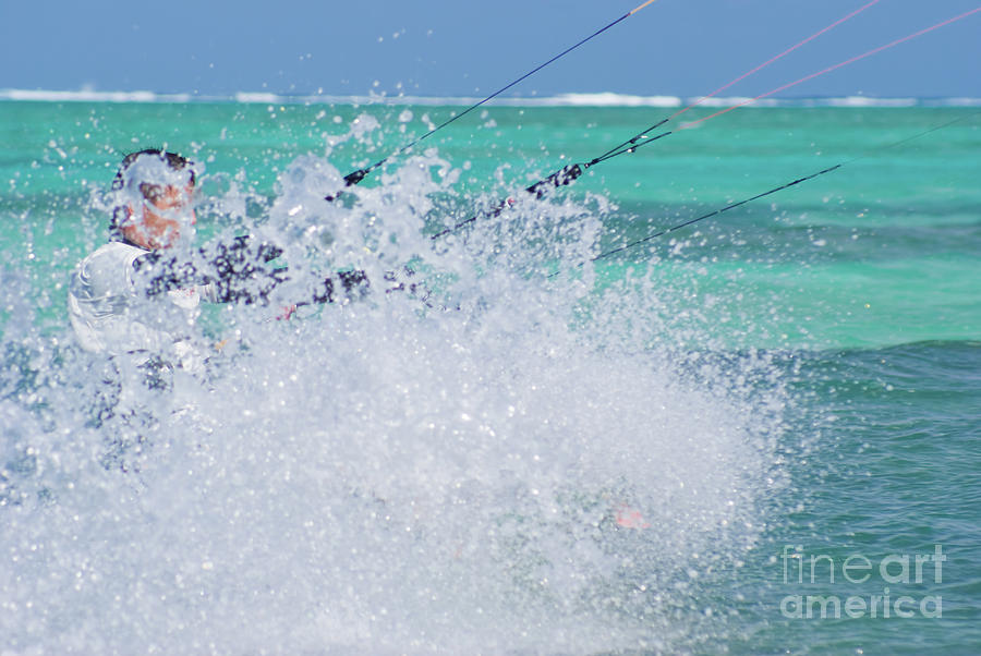 Kite surfing in Grand Cayman #4 Photograph by Anthony Totah