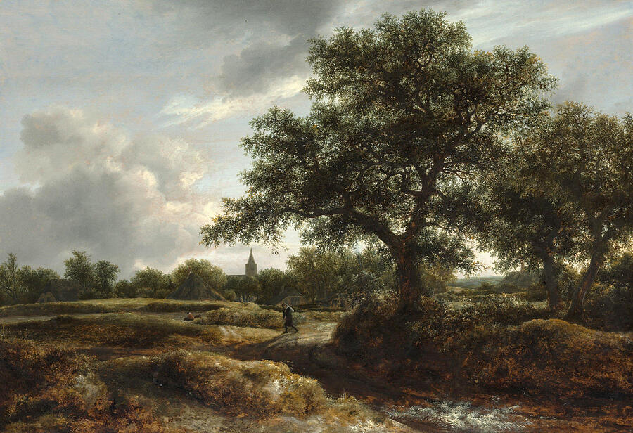 Landscape with a Village in the Distance #5 Painting by Jacob van Ruisdael