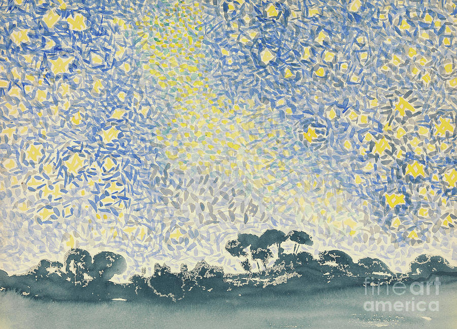 Landscape Painting - Landscape with Stars by Henri Edmond Cross