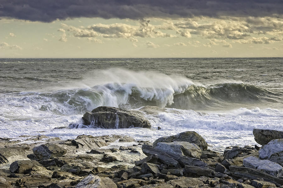 Large Waves Near Pemaquid Point On The Coast Of Maine #4 Photograph by Keith Webber Jr
