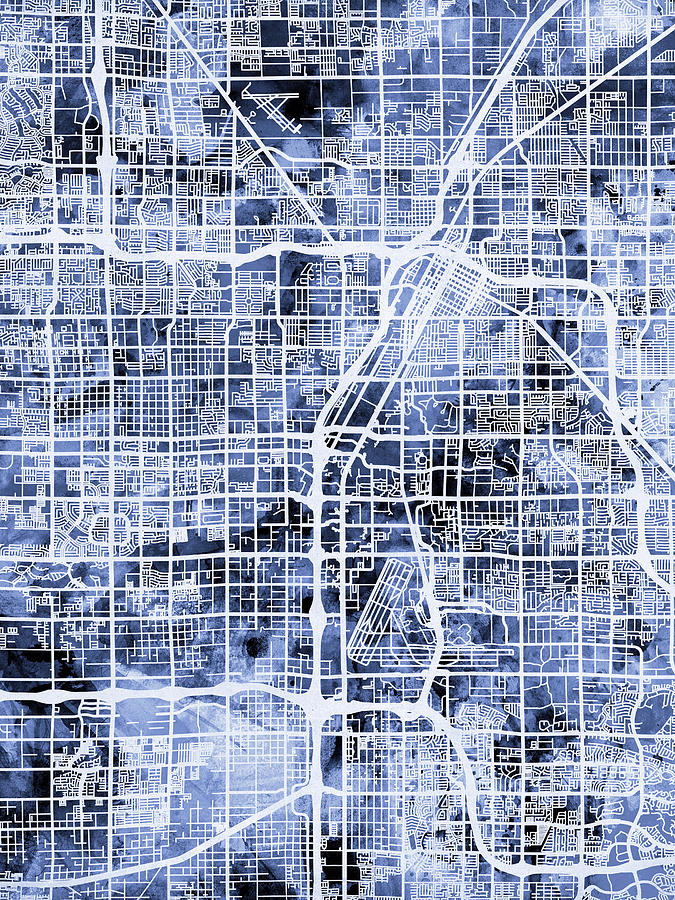 Las Vegas Digital Art - Las Vegas City Street Map #4 by Michael Tompsett