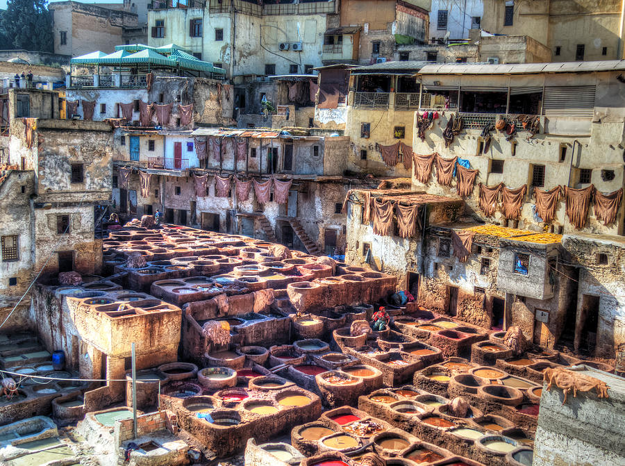 Leather tanneries of Fes - 1 Photograph by Claudio Maioli