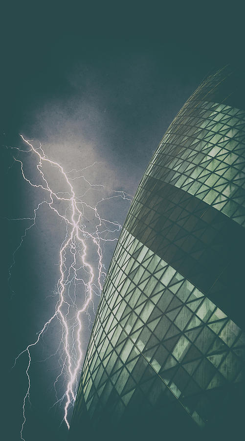 London Photograph - Lightning Strike #4 by Martin Newman