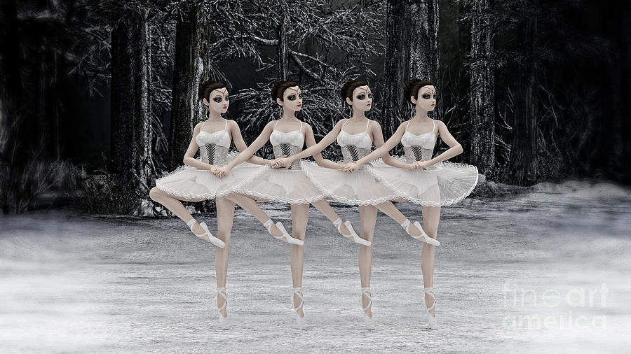 Swan Lake Digital Art - 4 Little Swans by Two Hivelys