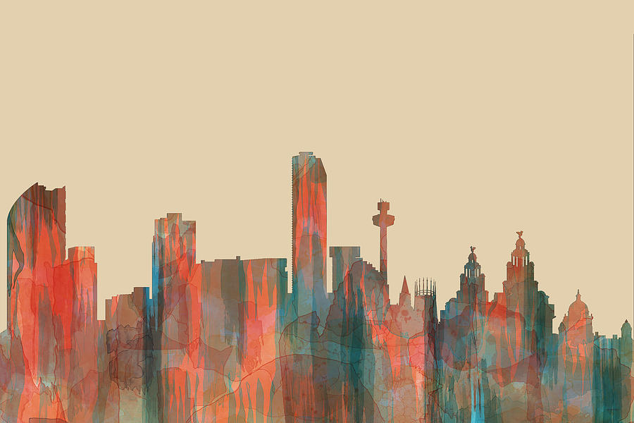 Liverpool England Skyline #4 Digital Art by Marlene Watson