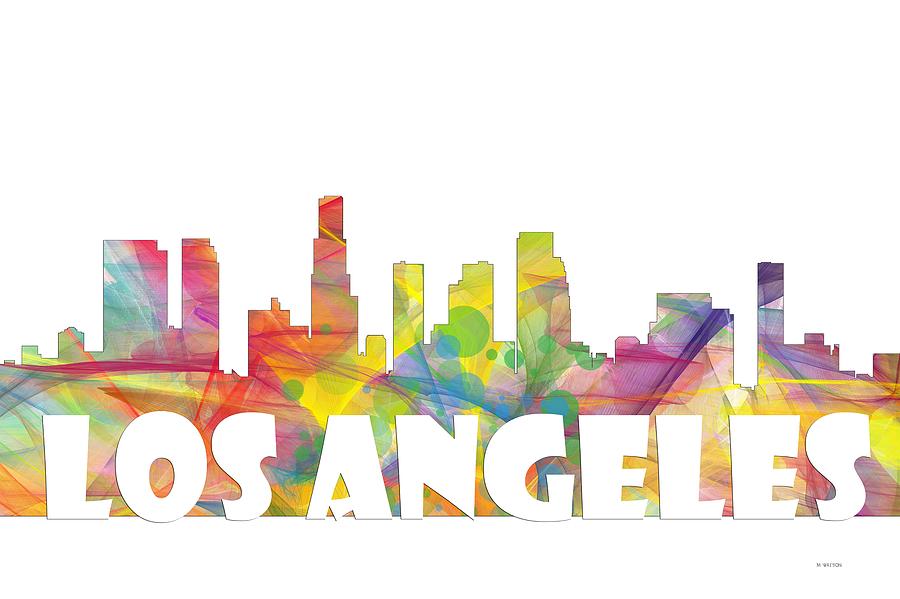Los Angeles Digital Art - Los Angeles California Skyline #4 by Marlene Watson