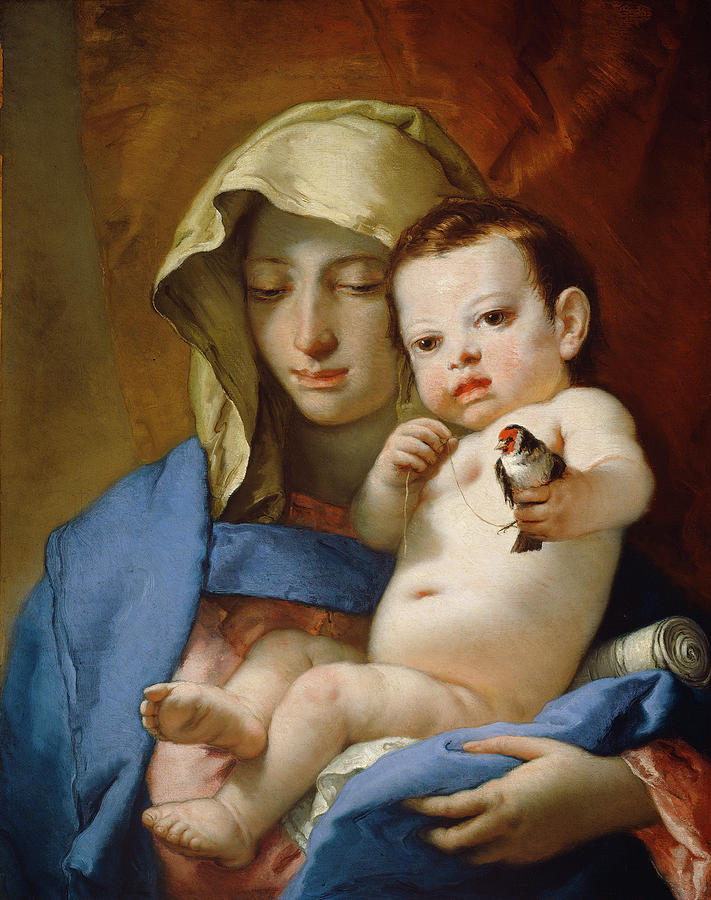 Madonna of the Goldfinch #5 Painting by Giovanni Battista Tiepolo