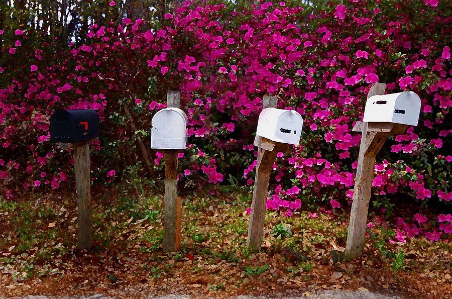 4 Mailboxes Painting by Michael Thomas