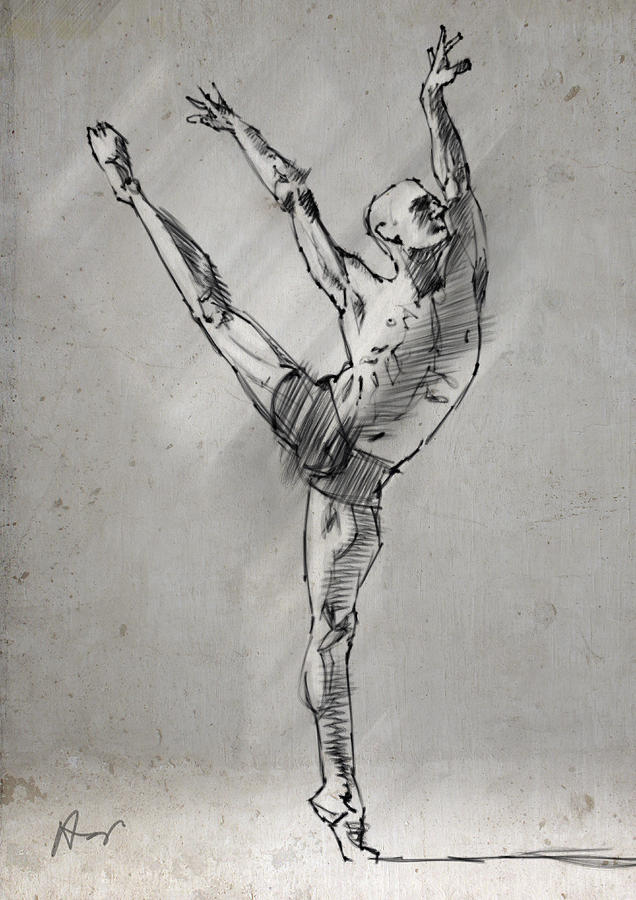 Male Dancer Drawing by H James Hoff