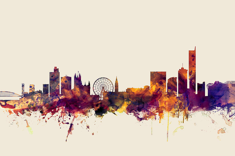 Manchester England Skyline #4 Digital Art by Michael Tompsett