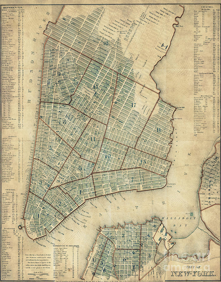 Vintage Photograph - Manhattan New York Antique Vintage City Map #4 by ELITE IMAGE photography By Chad McDermott