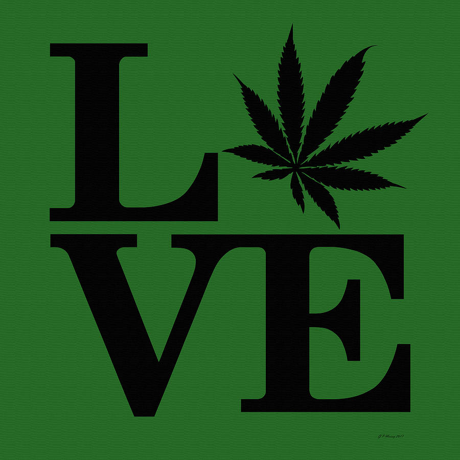 Marijuana Leaf Love Sign #4 Digital Art by Gregory Murray