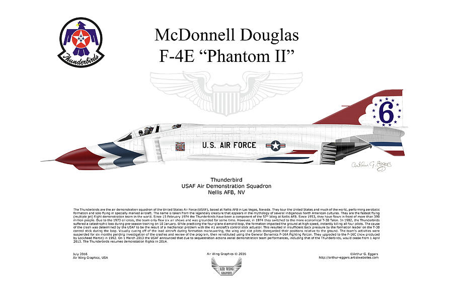 McDonnell Douglas F-4E Phantom II Thunderbird #5 Digital Art by Arthur Eggers