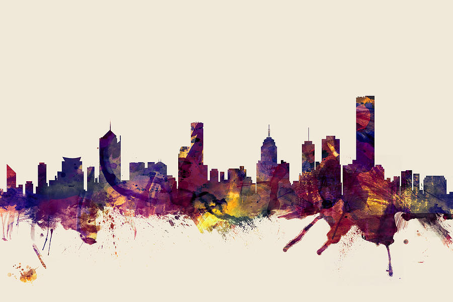 Melbourne Digital Art - Melbourne Skyline #4 by Michael Tompsett