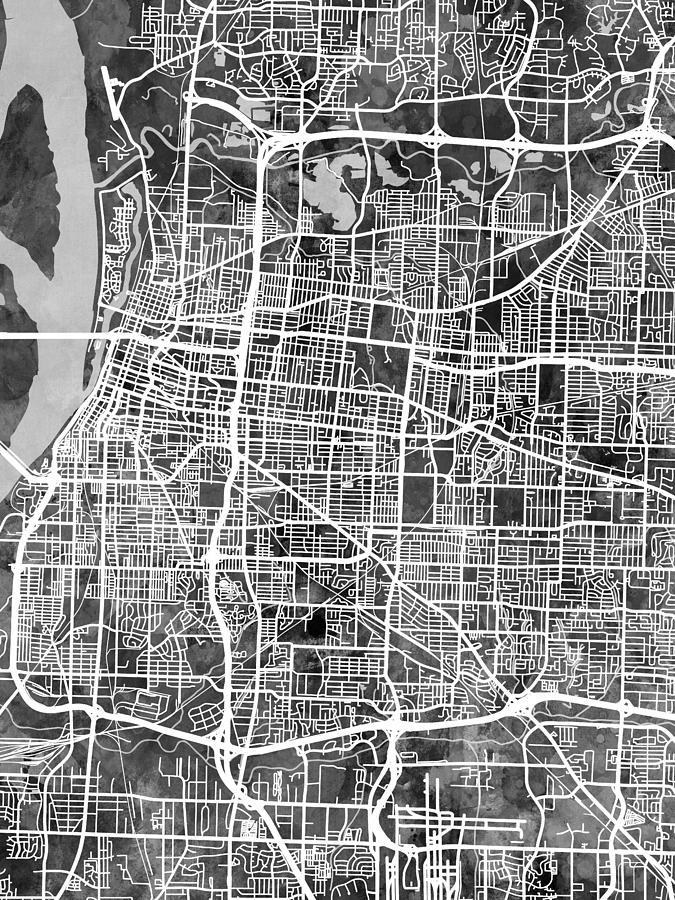 Memphis Digital Art - Memphis Tennessee City Map #4 by Michael Tompsett