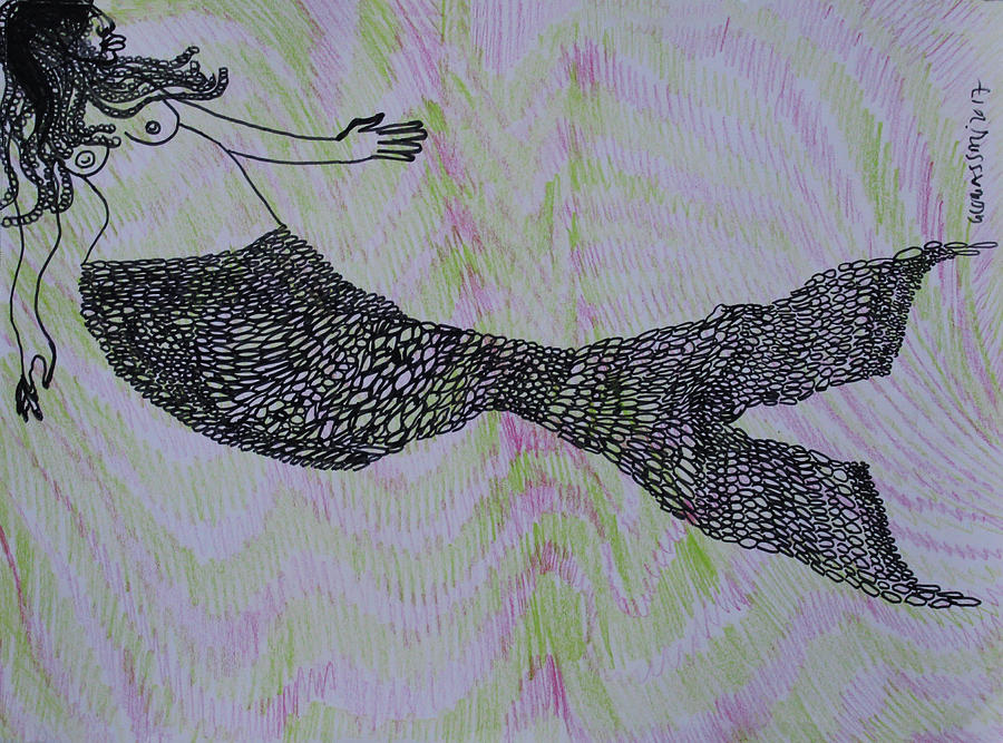Mermaid #4 Painting by Gloria Ssali